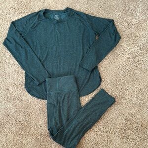 Women's Teal Long Sleeve Top and Pants Set